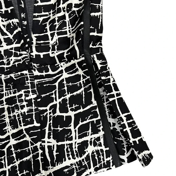 Marni Black Abstract Print Plunge Neckline Silk Blend Blouse XS - Picture 2 of 5